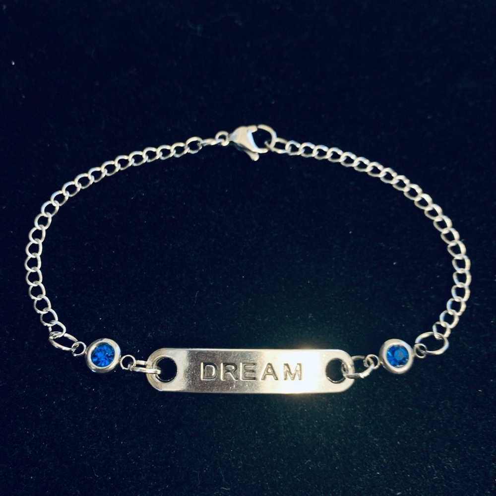 “Dream” Inspirational Quote bracelet with rhinestone charms